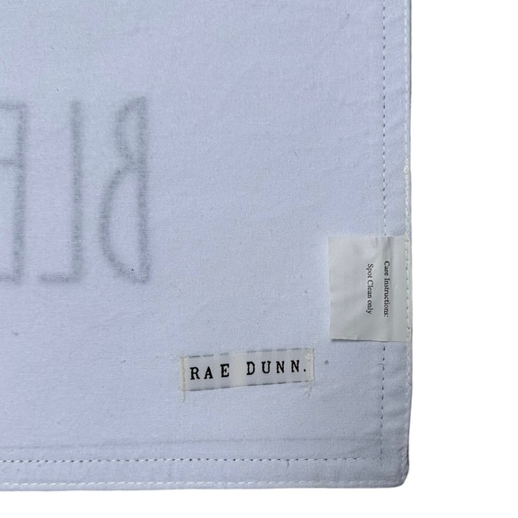Rae Dunn BLESSED Embroidered Table Runner White Black Stitching 14 In X 72 In - Picture 7 of 8